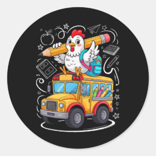 Ck Terug naar school kip schoolbus 100 dagen schoo Ronde Sticker