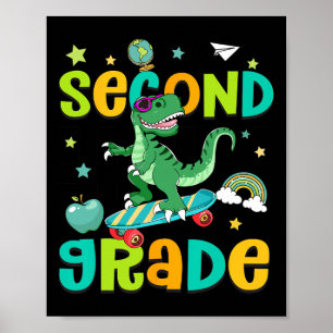 Ck Terug naar school Rol in 2e klas T-rex Skateboa Poster