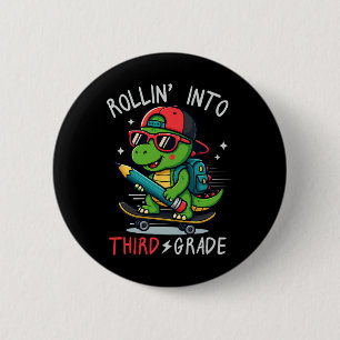 Ck Terug naar school rollend naar de 3e klas T-rex Ronde Button 5,7 Cm