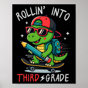 Ck Terug naar school Rollin 'In 3e klas T-rex Skat Poster