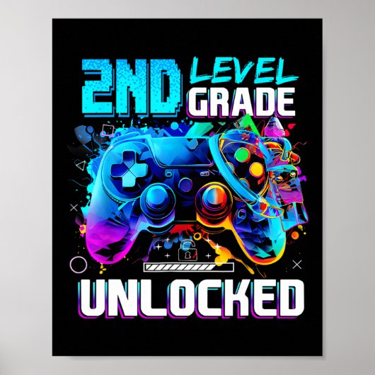 Ck To School 2nd Grade Level Unlocked Gamer Kids B Poster (Voorkant)