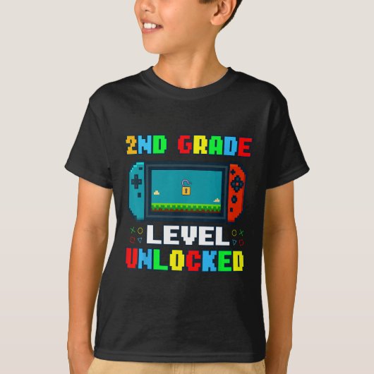 Ck To School 2nd Grade Level Unlocked Gamer Kids B T-shirt (Voorkant)
