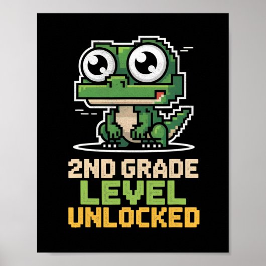 Ck To School 2nd Grade Lizard Gamer Second Level U Poster (Voorkant)