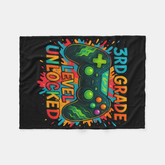 Ck To School 3rd Grade Boys Gamer First Day School Fleece Deken (Voorkant (Horizontaal))