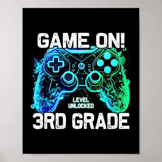 Ck To School 3rd Grade Boys Gamer First Day School Poster (Voorkant)