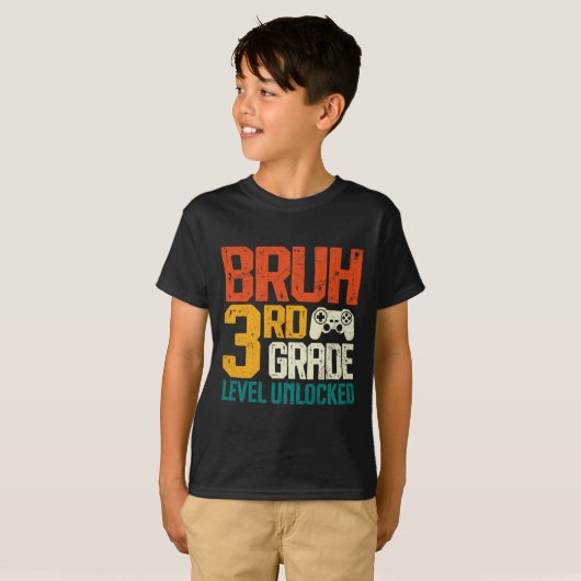 Ck To School 3rd Grade Gamer Bruh 3rd Grade Level  T-shirt (Voorkant volledig)