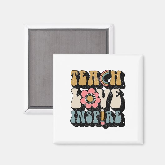 CK to School Teach Love inspireert retro leraren d Magneet (Voorkant / Achterkant)