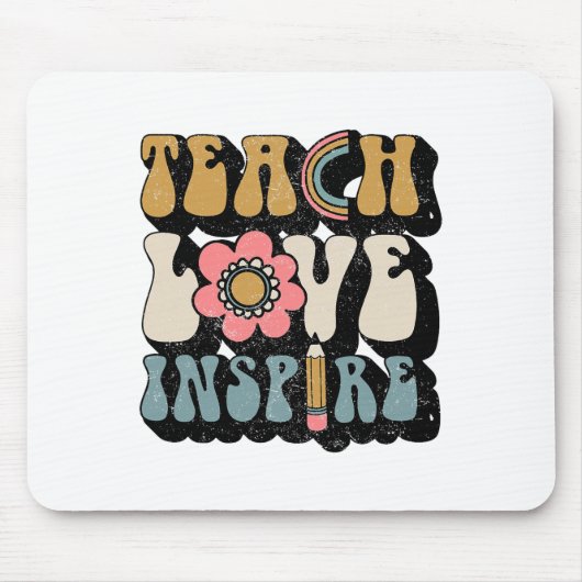 CK to School Teach Love inspireert retro leraren d Muismat (Voorkant)