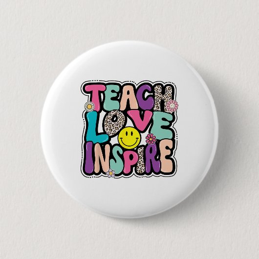 CK to School Teach Love inspireert retro leraren d Ronde Button 5,7 Cm (Voorkant)