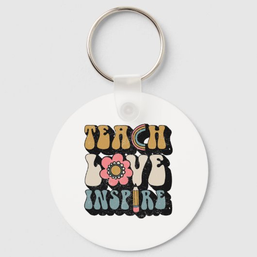 CK to School Teach Love inspireert retro leraren d Sleutelhanger (Voorkant)