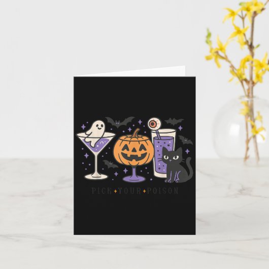 Ck Your Ison Halloween Black Cat Pumpkin Ghost Tai Kaart (Gele Bloem)