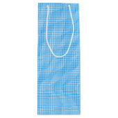 CKC-Gingham 1-Pastel Blue-White-WINE GIFT BAG Wijn Cadeautas (Voorkant)
