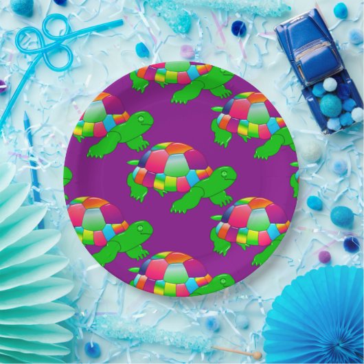 CKC Glazen schildpad, Borden van Paars papier Papieren Bordje (Feest)