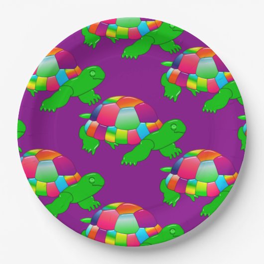 CKC Glazen schildpad, Borden van Paars papier Papieren Bordje (Voorkant)