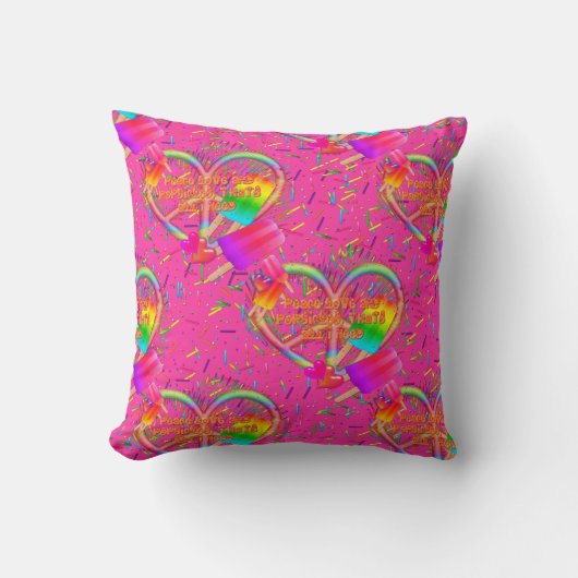 CKC-Peace, Love and Popsicle's-roze Sq Pillow Kussen (Voorkant)