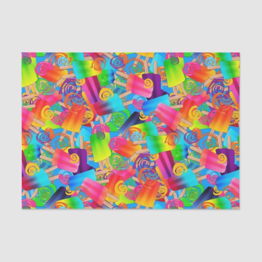 CKC Popsicle Swirls, Blue-Tissue Wrapping Paper Tissuepapier (Voorkant)