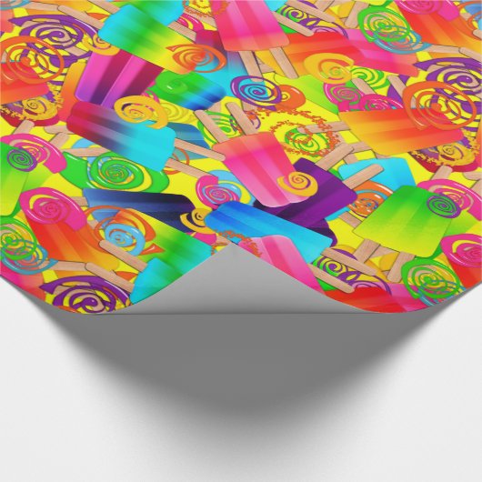 CKC Popsicle Swirls, Geel-Gift Wrapping Paper Cadeaupapier (Hoek)