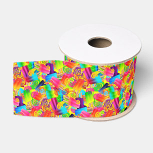 CKC Popsicle Swirls, geelkorrel koolstof-pool Grosgrain Lint