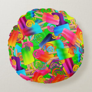 CKC Popsicle Swirls, NEON-ROUND SIERKUSSEN Rond Kussen