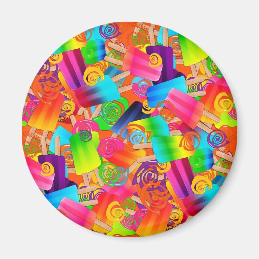 CKC Popsicle Swirls Oranje-ROND MAGNET (Voorkant)
