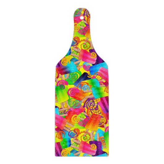CKC Popsicle Swirls-Yellow Cutting Board Paddle Snijplank (Voorkant)
