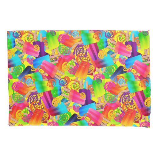 CKC Popsicle Swirls, Yellow PILLOW HOESJE SET Kussensloop (Voorkant-Links)