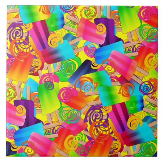 CKC Popsicle Swirls Yellow-SQ TILE L Tegeltje (Voorkant)
