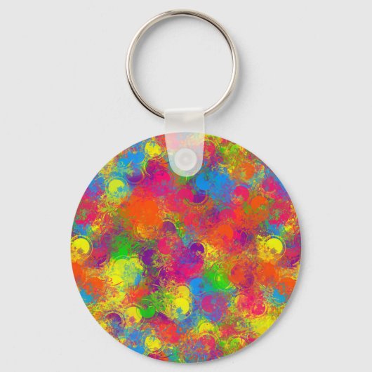 CKC-verf kan Florals-Round-Sleutelhanger Sleutelhanger (Voorkant)
