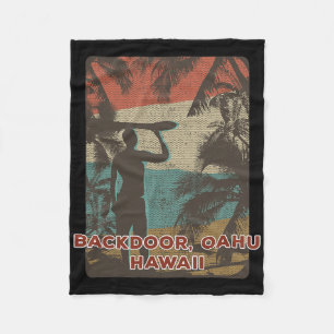 Ckdoor Oahu Hawaii Vintage Surfen Strand Kokosnoot Fleece Deken
