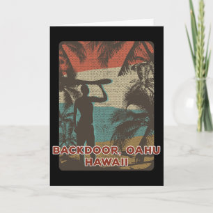 Ckdoor Oahu Hawaii Vintage Surfen Strand Kokosnoot Kaart
