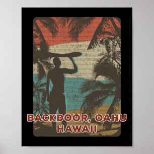 Ckdoor Oahu Hawaii Vintage Surfen Strand Kokosnoot Poster