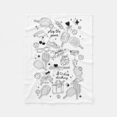 Ckleball Doodles In Black On Beige Retro Comfort C Fleece Deken (Voorkant)