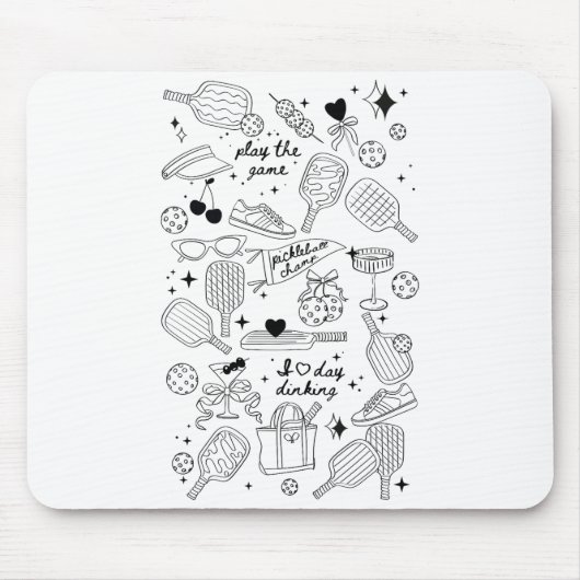 Ckleball Doodles In Black On Beige Retro Comfort C Muismat (Voorkant)