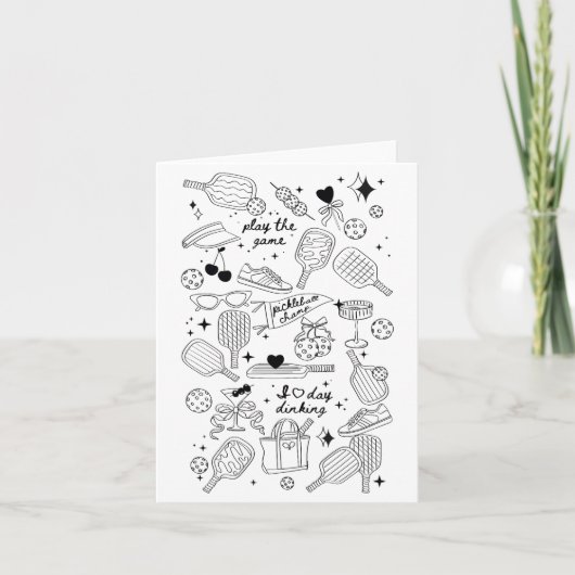 Ckleball Doodles In Zwart Op Beige Retro Comfort C Kaart (Voorkant)