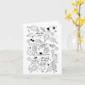 Ckleball Doodles In Zwart Op Beige Retro Comfort C Kaart (Gele Bloem)