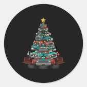Ckup Truck Christmas Tree Funny Clic Car Graphic M Ronde Sticker (Voorkant)