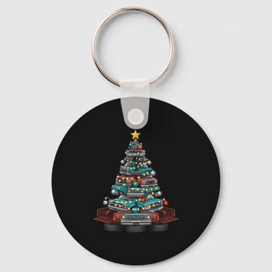 Ckup Truck Christmas Tree Funny Clic Car Graphic M Sleutelhanger (Voorkant)