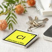 Cl - Chicken Little Funny Chemistry Element Symbol Sleutelhanger (Zijkant)