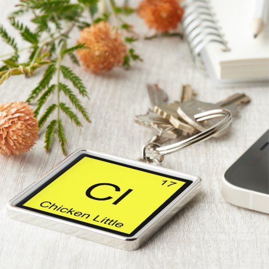 Cl - Chicken Little Funny Chemistry Element Symbol Sleutelhanger (Zijkant)