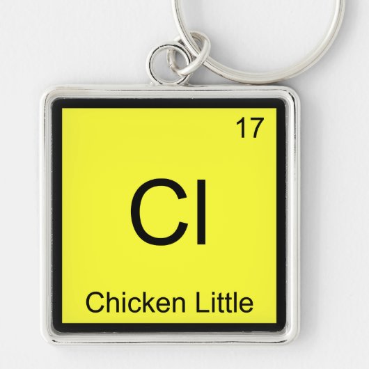 Cl - Chicken Little Funny Chemistry Element Symbol Sleutelhanger (Voorkant)