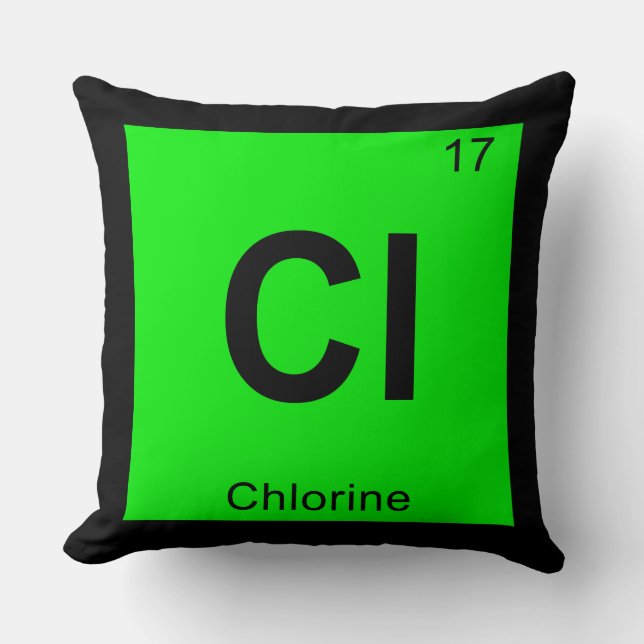 Cl - Chlorine Chemistry Periodic Table Symbol Kussen (Voorkant)