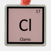 Cl - Clams Chemistry Periodic Table Symbol Metalen Ornament (Voorkant)