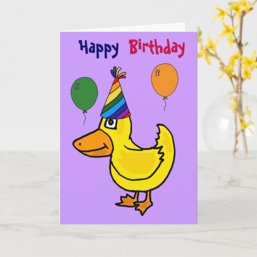 CL- Just Ducky Verjaardag Kaart (Gele Bloem)