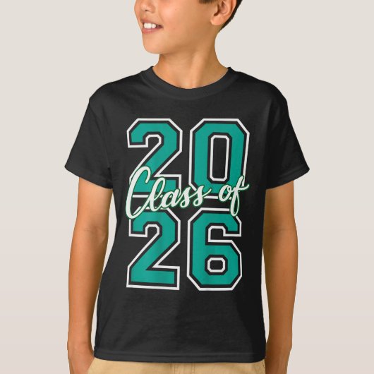 Cl Of 2026 Graduation Varsity Teal And White On Th T-shirt (Voorkant)