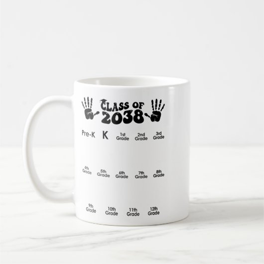 Cl Of 2038 Grow With Me Handprint Back To School  Koffiemok (Links)