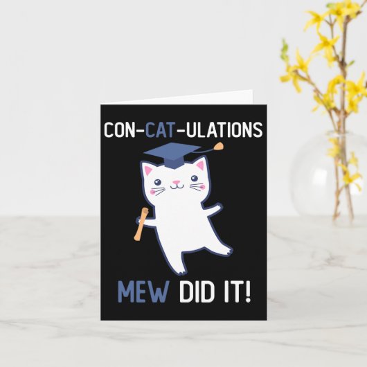 Cl van 2025 Afstuderen mew deed het Cat Lover Grad Kaart (Gele Bloem)