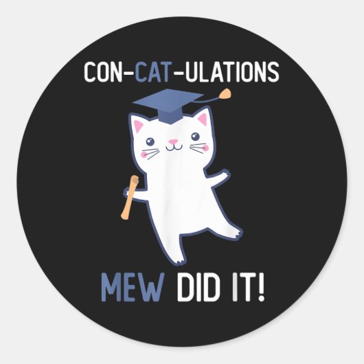 Cl van 2025 Afstuderen mew deed het Cat Lover Grad Ronde Sticker (Voorkant)