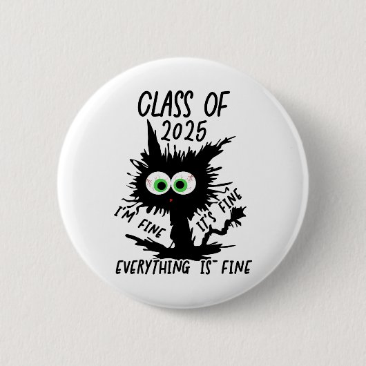 Cl van 2025 Funny Black Cat Ronde Button 5,7 Cm (Voorkant)