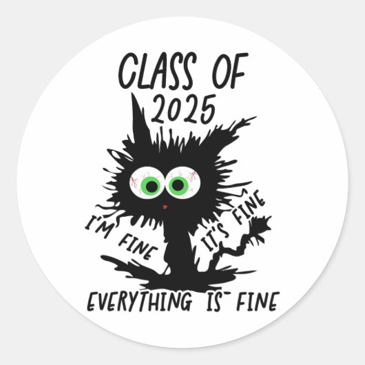 Cl van 2025 Funny Black Cat Ronde Sticker (Voorkant)