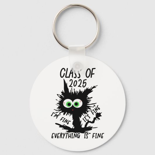 Cl van 2025 Funny Black Cat Sleutelhanger (Voorkant)